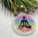 Selenite 7 Chakra 3D Round Selenite Charging Plate