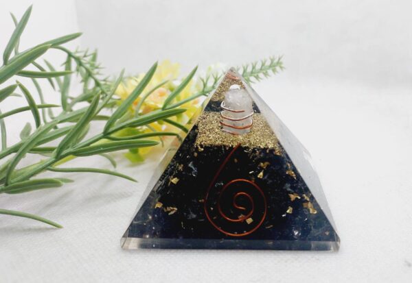 Black Tourmaline Oregon Pyramid with Clear Quartz Pointer