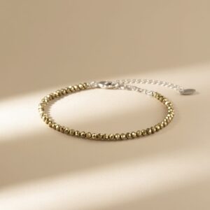 Premium Pyrite Anklet with micro-cut faceted Pyrite beads